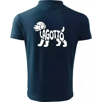 Pánská košile Lagotto nápis v těle - Polokošile pánská Pique Polo 203 - M ( Námořní modrá (velmi tmavá - téměř černá) )