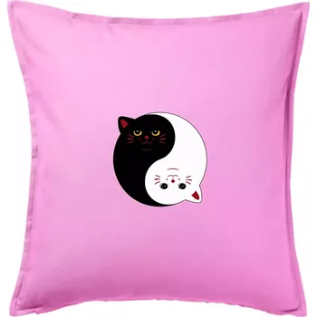 Polštář Kočky jin jang barevné - Polštář 50x50 - 50x50 - Pouze potah ( Růžová )