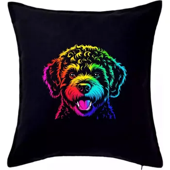 Polštář Lagotto romagnolo duhová hlava - Polštář 50x50 - 50x50 - Pouze potah ( Černá )