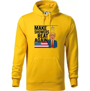 Pánská mikina Trump make showers great again - Mikina pánská Cape s kapucí - 2XL ( Žlutá )