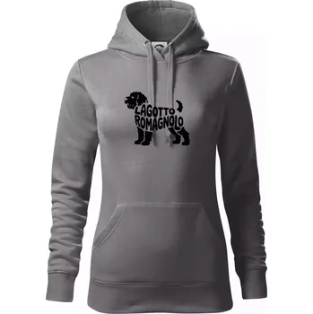 Dámská mikina Lagotto romagnolo nápis v těle - Mikina dámská Cape s kapucí - 2XL ( Ocelově šedá )