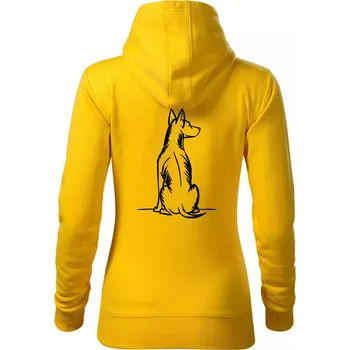 Dámská mikina Pes kreslený zezadu - Mikina dámská Cape s kapucí - S ( Žlutá )
