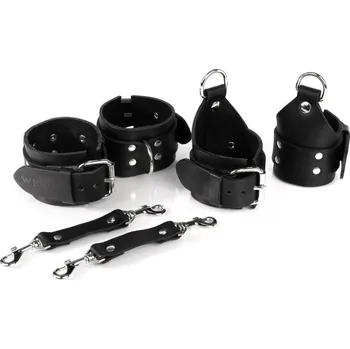 Pánské erotické prádlo Whips Primal Bond St. Andrew’s Cross Cuffs Black, pouta na ruce a nohy k Ondřejskému kříži