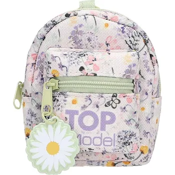 Přívěsek mini batůžek s karabinkou Top Model, ozdoba kopretiny, zelený zip