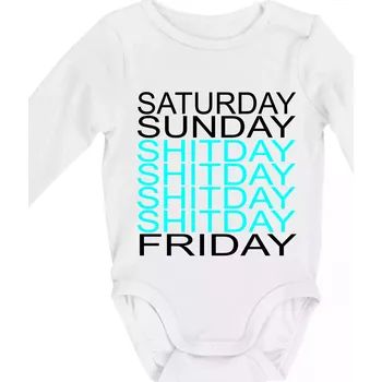 Shitday - Body kojenecké s dlouhým rukávem - Dlouhý r. do 3 měs ( Bílá )