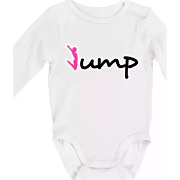 Jump - nápis a panáček - Body kojenecké s dlouhým rukávem - Dlouhý r. do 3 měs ( Bílá )