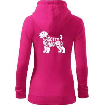 Dámská mikina Lagotto romagnolo nápis v těle - Dámská mikina trendy zipper s kapucí - L ( Purpurová )