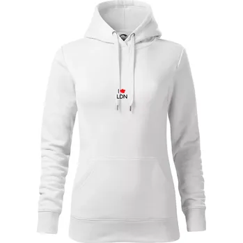 Dámská mikina I Love LDN - Mikina dámská Cape s kapucí - 2XL ( Bílá )