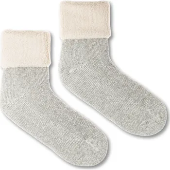Dámské ponožky Vlněné ponožky Vlnáč Termo šedý, béžový lem S (35-38)