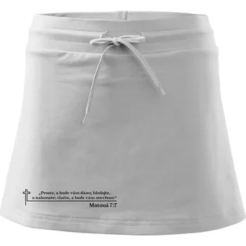Dámská sukně Citáty z bible - Matouš 7:7 - Sportovní sukně - two in one - XL ( Bílá )