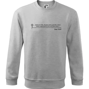 Citáty z bible - Jan 14:6 - Mikina Essential dětská - 146 cm/10 let ( Světlešedý Melír )