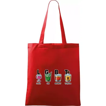 Nákupní taška LGBT - Likér, Gin, Brandy, Tequila - Taška bavlněná - 42 x 38 cm ( Červená )