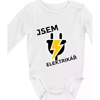 Zásuvka - jsem elektrikář - Body kojenecké s dlouhým rukávem - Dlouhý r. do 3 měs ( Bílá )