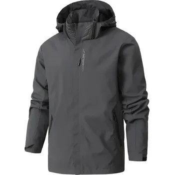 Pánská softshellová bunda Outdoorová bunda s kapucí proti větru a vodě unisex Barva: Šedá, Velikost: L