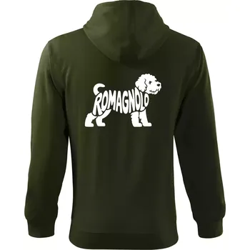 Pánská mikina Romagnolo nápis v těle - Mikina s kapucí na zip trendy zipper - 3XL ( Military )