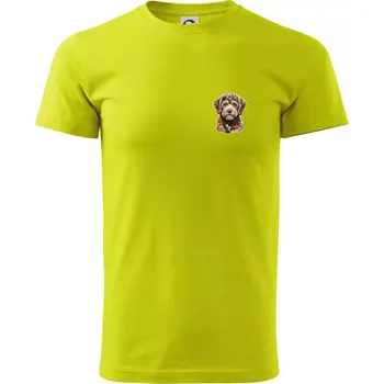Pánské tričko Lagotto romagnolo vyšívaná hlava na prsu - Klasické pánské triko vyšší gramáže - 2XL ( Limetková )