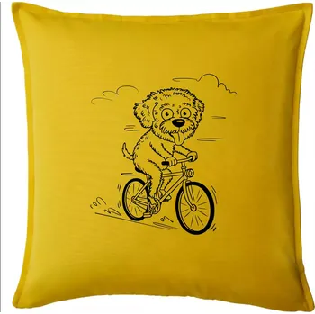 Polštář Lagotto romagnolo karikatura na kole černá - Polštář 50x50 - 50x50 - Pouze potah ( Žlutá )