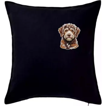 Polštář Lagotto romagnolo vyšívaná hlava na prsu - Polštář 50x50 - 50x50 - Pouze potah ( Černá )