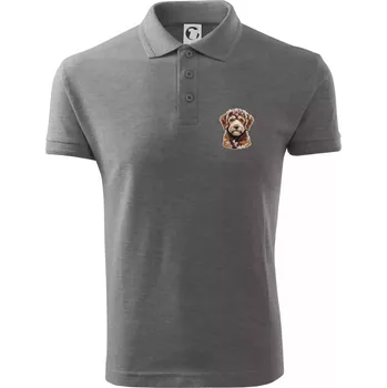 Pánská košile Lagotto romagnolo vyšívaná hlava na prsu - Polokošile pánská Pique Polo 203 - 5XL ( Tmavě šedý melír )