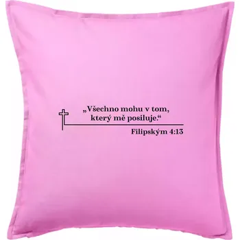 Polštář Citáty z bible - Filipským 4:13 - Polštář 50x50 - 50x50 - Pouze potah ( Růžová )