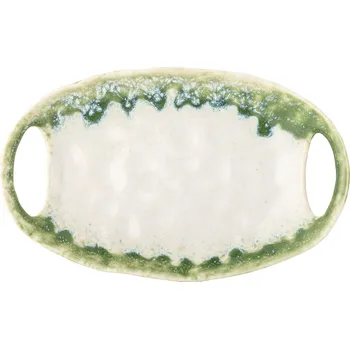 Talíř Bloomingville, Talíř na servírování Prim 22 cm bílo-zelený - Formadore