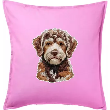 Polštář Lagotto romagnolo vyšívaná hlava - Polštář 50x50 - 50x50 - Pouze potah ( Růžová )