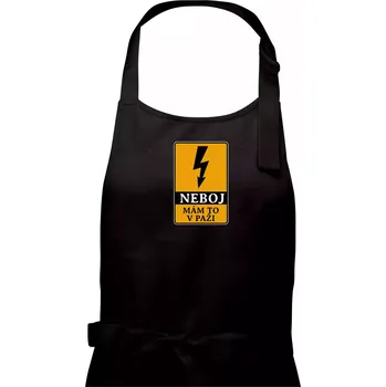 Kuchyňská zástěra Elektrikář - neboj mám to v paži - Dámská zástěra na vaření - Univerzální velikost ( Černá )