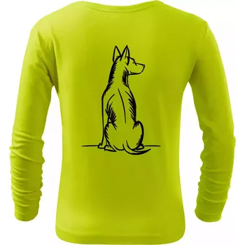 Chlapecké tričko Pes kreslený zezadu - Triko dětské Long Sleeve - 146 cm/10 let ( Limetková )
