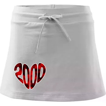 Dámská sukně 2000 v srdci - Sportovní sukně - two in one - XS ( Bílá )