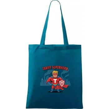 Tariff Superhero Trump - Taška bavlněná - 42 x 38 cm ( Petrolejová )