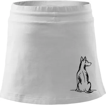 Dámská sukně Pes kreslený zezadu - Sportovní sukně - two in one - S ( Bílá )