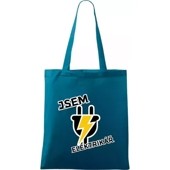 Zásuvka - jsem elektrikář - Taška bavlněná - 42 x 38 cm ( Petrolejová )