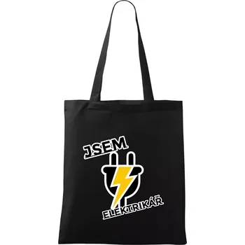 Nákupní taška Zásuvka - jsem elektrikář - Taška bavlněná - 42 x 38 cm ( Černá )