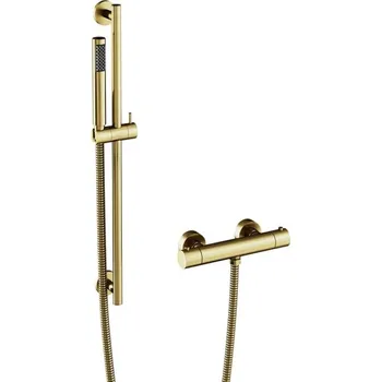Sprchový set BESCO - Nástěnný termostatický sprchový set VEO zlatá broušená BABPVNTIBZ