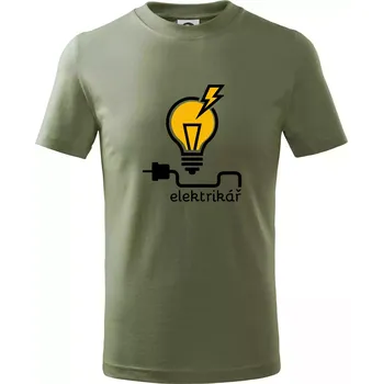 Chlapecké tričko Žárovka - elektrikář - Tričko dětské bavlněné - 146 cm/10 let ( Khaki )
