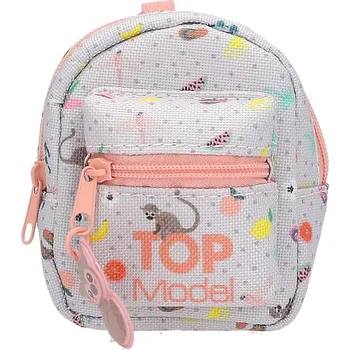 Přívěsek mini batůžek s karabinkou Top Model, ozdoba opičky, oranžový zip