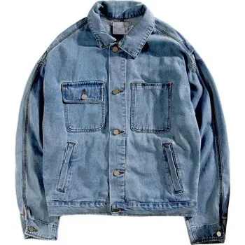 Pánský bomber Pánská volná džínová bunda ve streetwear stylu Barva: Modrá, Velikost: 3XL