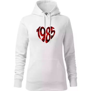 Dámská mikina 1985 v srdci - Mikina dámská Cape s kapucí - 2XL ( Bílá )