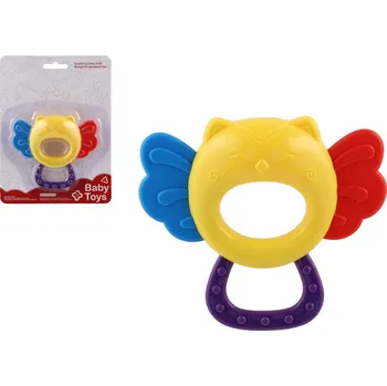 Teddies Chrastítko/kousátko sova plast 11x10cm na kartě 0m+