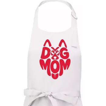 Kuchyňská zástěra Dog mom nápis v hlavě - Dámská zástěra na vaření - Univerzální velikost ( Bílá )