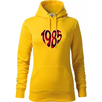 Dámská mikina 1985 v srdci - Mikina dámská Cape s kapucí - S ( Žlutá )