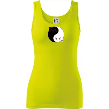 Dámské tričko Kočky jin jang barevné - Dámské tílko - XL ( Limetková )