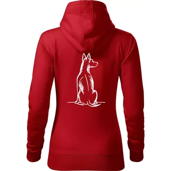 Dámská mikina Pes kreslený zezadu - Mikina dámská Cape s kapucí - XS ( Červená )