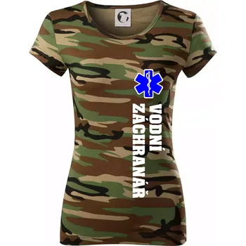 Dámské tričko Rescue - Vodní záchranář - Dámské maskáčové triko - S ( Hnědý maskáč )