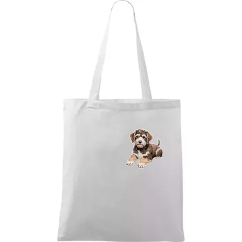 Lagotto romagnolo ležicí vyšívaný na prsu - Taška bavlněná - 42 x 38 cm ( Bílá )