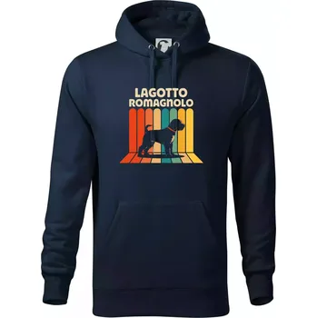 Pánská mikina Lagotto romagnolo vintage - Mikina pánská Cape s kapucí - 4XL ( Námořní modrá (velmi tmavá - téměř černá) )