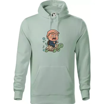 Pánská mikina Trump a želva - Mikina pánská Cape s kapucí - 5XL ( Sage )