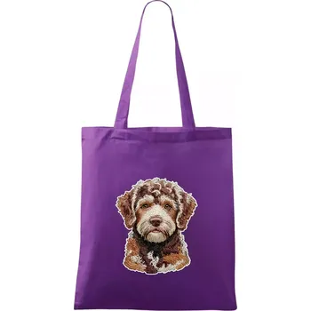 Lagotto romagnolo vyšívaná hlava - Taška bavlněná - 42 x 38 cm ( Fialová )