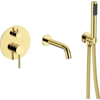 Vodovodní baterie Podomítkový 3-otvorový vanový set VEO zlatá lesklá BABWVSPJZ + slevový kód, + prodloužená záruka