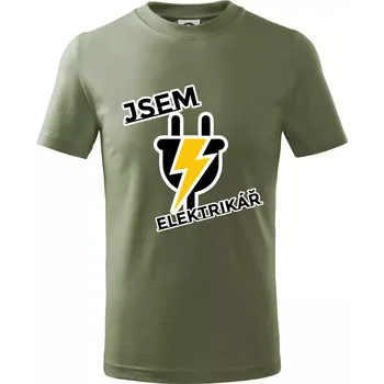 Zásuvka - jsem elektrikář - Tričko dětské bavlněné - 104-110cm / 3-4 roky ( Khaki )